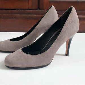 Sam Edelman Taupe Suede Rounded-Toe Stiletto Pumps